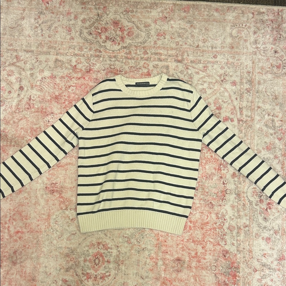Brandy Melville Cream and Navy Striped Sweater